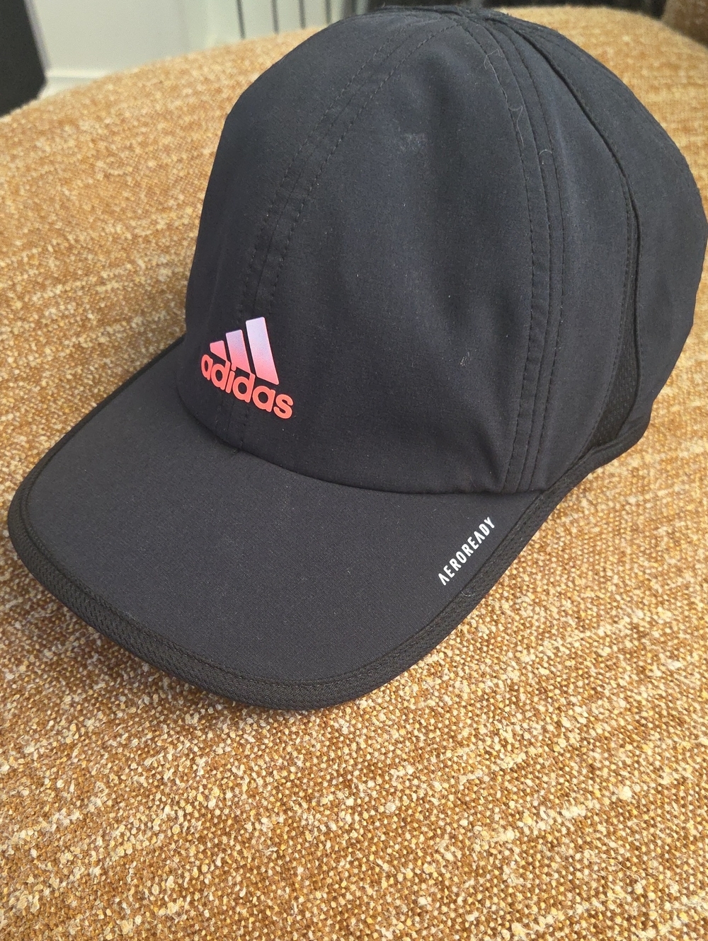 adidas Kids or Womwns  Black Cap with Bright Orange Logo - Performance AEROREADY